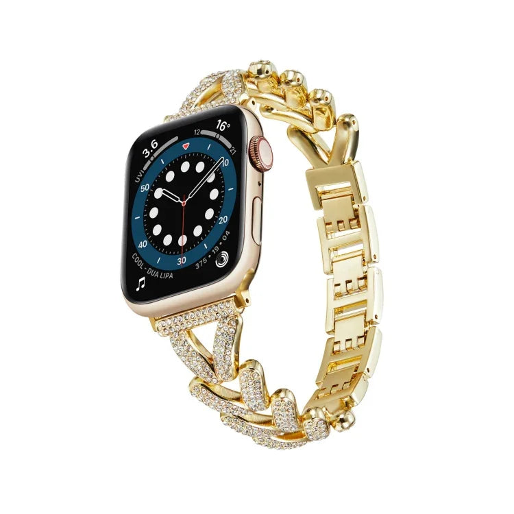 Triangle Diamond Metal Watch Band, For Apple Watch Ultra 49mm / Series 8&7 45mm / SE 2&6&SE&5&4 44mm / 3&2&1 42mm, For Apple Watch Series 8&7 41mm / SE 2&6&SE&5&4 40mm / 3&2&1 38mm