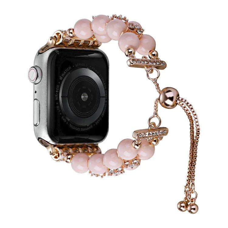 Double Row Beads Telescopic Chain Watch Band, For Apple Watch Ultra 49mm / Series 8&7 45mm / SE 2&6&SE&5&4 44mm / 3&2&1 42mm, For Apple Watch Series 8&7 41mm / SE 2&6&SE&5&4 40mm / 3&2&1 38mm