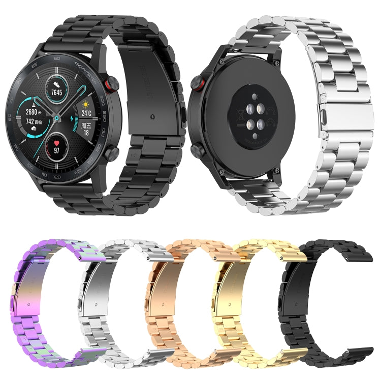 22mm Three Bead Stainless Steel Metal Watch Band, For Honor Watch GS 3i
