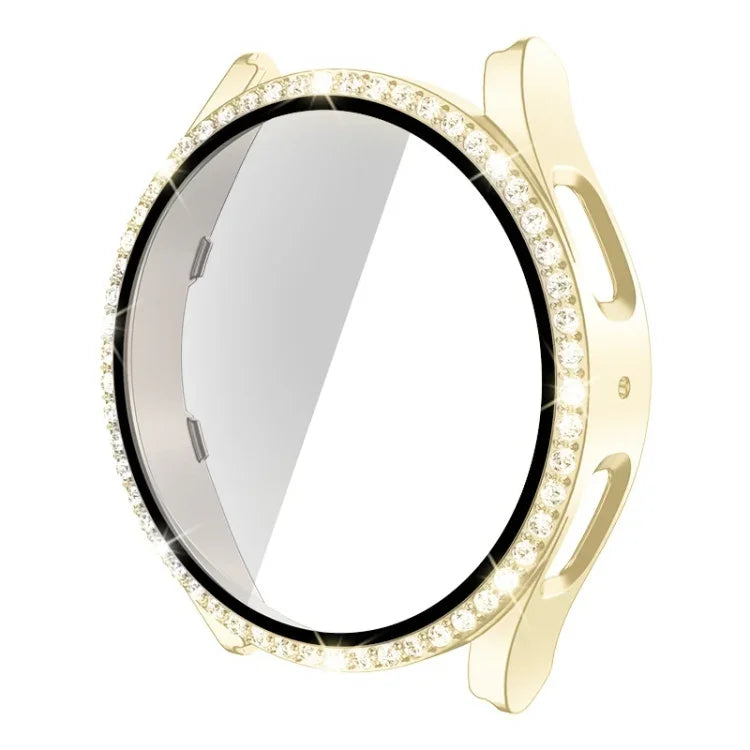 Single Row Diamond PC + Tempered Glass Watch Case, For Samsung Galaxy Watch5 44mm