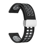 Double-row Hole Folding Silver Buckle Two-color Silicone Watch Band, 20mm, 22mm