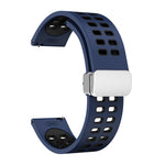 Double-row Hole Folding Silver Buckle Two-color Silicone Watch Band, 20mm, 22mm