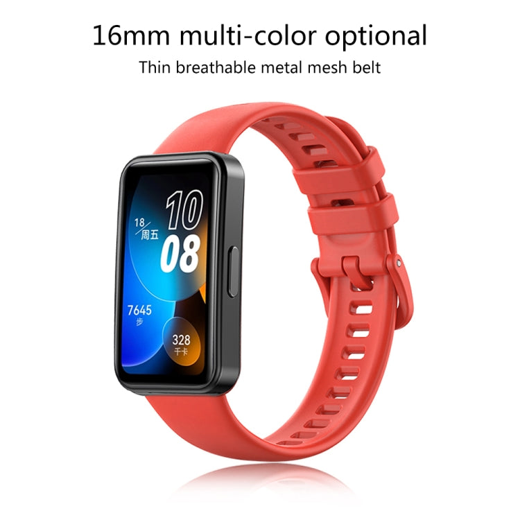 16mm Solid Color Silicone Replacement Watch Band, For Huawei Band 8