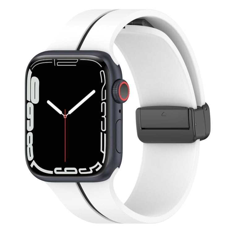 Two Color Folding Buckle Silicone Watch Band, For Apple Watch Ultra 49mm, For Apple Watch SE 2023 44mm, For Apple Watch 8 41mm, For Apple Watch 8 45mm