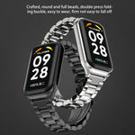 Mijobs Metal Shell + Three-Bead Stainless Steel Watch Band, For Xiaomi Smart Band 8 Active / Redmi Band 2