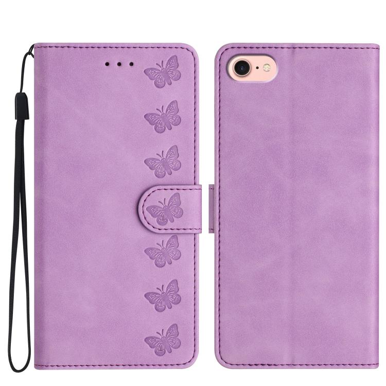 Seven Butterflies Embossed Leather Phone Case, For iPhone 16e / 17e, For iPhone 17 Pro Max, For iPhone 17 Pro, For iPhone 17, For iPhone Air, For iPhone 16 Pro Max, For iPhone 16 Pro, For iPhone 16 Plus