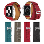 Leather Double Loop Replacement Strap Watchband, For Apple Watch Series 7 41mm / 6 & SE & 5 & 4 40mm / 3 & 2 & 1 38mm, For Apple Watch Series 7 45mm / 6 & SE & 5 & 4 44mm / 3 & 2 & 1 42mm