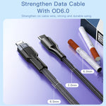 YESIDO CA107 1.2m 2.4A USB-C / Type-C to 8 Pin OD0.6 Charging Data Cable, CA107