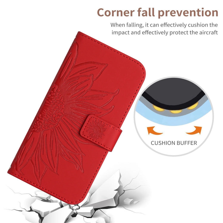 Skin Feel Sun Flower Embossed Flip Leather Phone Case with Lanyard, For iPhone 17e / 16e, For iPhone 17 Pro Max, For iPhone 17 Pro, For iPhone 17