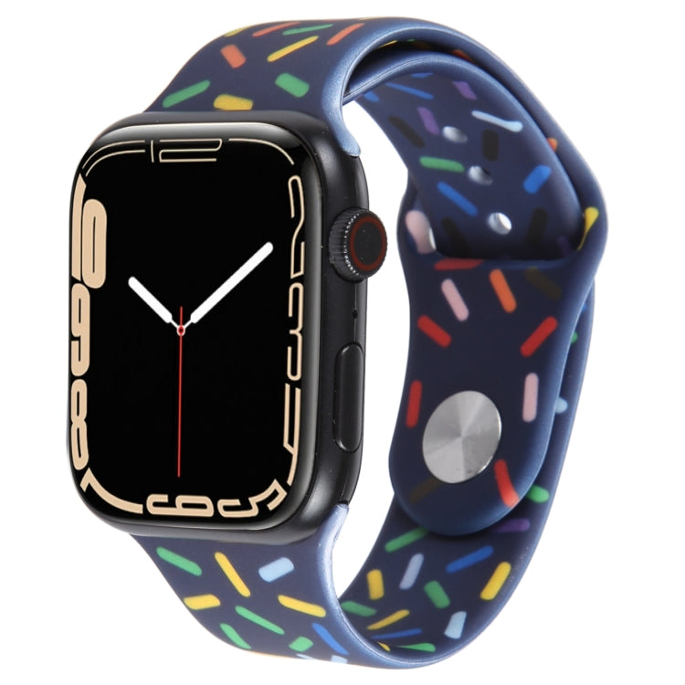 Rainbow Raindrops Silicone Watch Band, For Apple Watch 8 45mm, For Apple Watch Ultra 2 49mm, For Apple Watch 9 45mm, For Apple Watch SE 2022 40mm