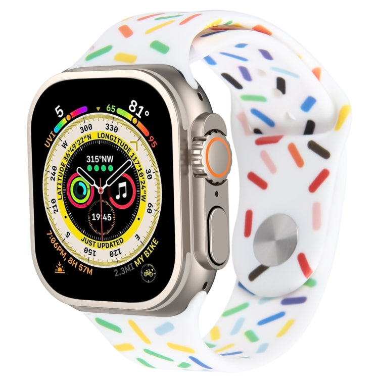 Rainbow Raindrops Silicone Watch Band, For Apple Watch 8 45mm, For Apple Watch Ultra 2 49mm, For Apple Watch 9 45mm, For Apple Watch SE 2022 40mm