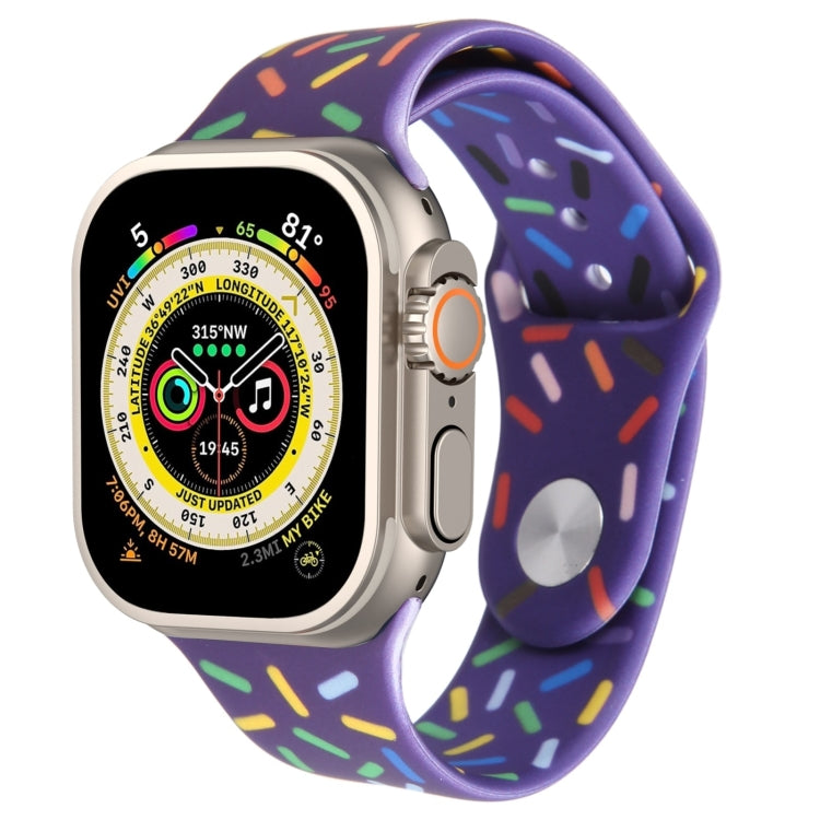 Rainbow Raindrops Silicone Watch Band, For Apple Watch 8 45mm, For Apple Watch Ultra 2 49mm, For Apple Watch 9 45mm, For Apple Watch SE 2022 40mm