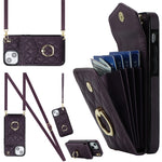 Rhombic Texture Card Bag Phone Case with Long Lanyard, For iPhone 14 Pro Max, For iPhone 13 Pro Max, For iPhone 13 Pro, For iPhone 13, For iPhone 12 / 12 Pro, For iPhone 12 Pro Max
