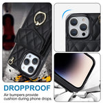 Rhombic Texture Card Bag Phone Case with Long Lanyard, For iPhone 15 Pro, For iPhone 15 Plus, For iPhone 15, For iPhone 14 Plus, For iPhone 14, For iPhone 14 Pro