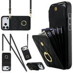 Rhombic Texture Card Bag Phone Case with Long Lanyard, For iPhone 17e / 16e, For iPhone 17 Pro Max, For iPhone 17 Pro, For iPhone 17, For iPhone Air, For iPhone 15 Pro Max