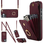 Rhombic Texture Card Bag Phone Case with Long Lanyard, For iPhone 17e / 16e, For iPhone 17 Pro Max, For iPhone 17 Pro, For iPhone 17, For iPhone Air, For iPhone 15 Pro Max