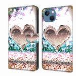 Crystal 3D Shockproof Protective Leather Phone Case, For iPhone 15 Pro, For iPhone 13 / 14
