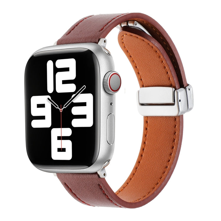 Magnetic Buckle Skin Feel Leather Watch Band, For Apple Watch Serie 6 40mm, For Apple Watch Serie 6 44mm, For Apple Watch Serie 5 44mm, For Apple Watch Serie 5 40mm, For Apple Watch Serie 4 44mm, For Apple Watch Serie 4 40mm