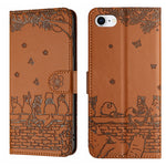 Cat Embossing Pattern Leather Phone Case with Lanyard, For iPhone 16e / 17e, For iPhone 17 Pro Max, For iPhone 17 Pro, For iPhone 17, For iPhone Air, For iPhone 16 Pro Max, For iPhone 16 Pro, For iPhone 16 Plus, For iPhone 16