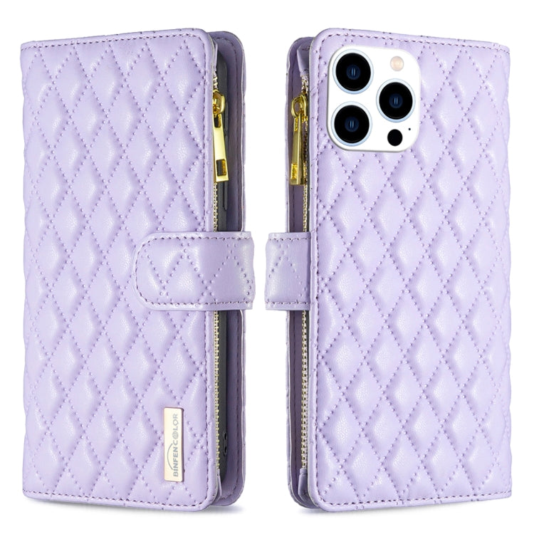 Diamond Lattice Zipper Wallet Leather Flip Phone Case, For iPhone 17 Pro Max, For iPhone 17 Pro, For iPhone 17, For iPhone Air, For iPhone 16 Pro Max, For iPhone 16 Pro, For iPhone 16 Plus, For iPhone 16