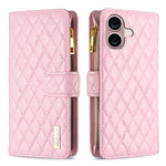 Diamond Lattice Zipper Wallet Leather Flip Phone Case, For iPhone 17 Pro Max, For iPhone 17 Pro, For iPhone 17, For iPhone Air, For iPhone 16 Pro Max, For iPhone 16 Pro, For iPhone 16 Plus, For iPhone 16