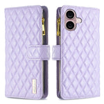 Diamond Lattice Zipper Wallet Leather Flip Phone Case, For iPhone 17 Pro Max, For iPhone 17 Pro, For iPhone 17, For iPhone Air, For iPhone 16 Pro Max, For iPhone 16 Pro, For iPhone 16 Plus, For iPhone 16