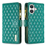 Diamond Lattice Zipper Wallet Leather Flip Phone Case, For iPhone 17 Pro Max, For iPhone 17 Pro, For iPhone 17, For iPhone Air, For iPhone 16 Pro Max, For iPhone 16 Pro, For iPhone 16 Plus, For iPhone 16
