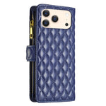 Diamond Lattice Zipper Wallet Leather Flip Phone Case, For iPhone 18 Pro/17 Pro, For iPhone 18 Pro Max/17 Pro Max, For iPhone 17, For iPhone 17 Air, For iPhone 16 Pro Max, For iPhone 16 Pro, For iPhone 16 Plus, For iPhone 16