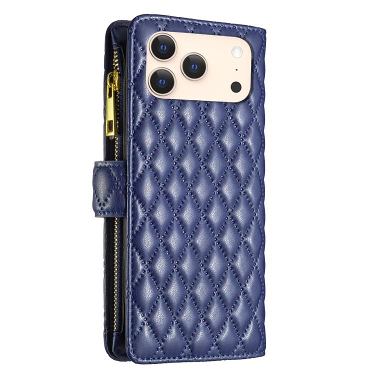 Diamond Lattice Zipper Wallet Leather Flip Phone Case, For iPhone 18 Pro/17 Pro, For iPhone 18 Pro Max/17 Pro Max, For iPhone 17, For iPhone 17 Air, For iPhone 16 Pro Max, For iPhone 16 Pro, For iPhone 16 Plus, For iPhone 16