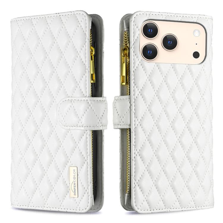 Diamond Lattice Zipper Wallet Leather Flip Phone Case, For iPhone 18 Pro/17 Pro, For iPhone 18 Pro Max/17 Pro Max, For iPhone 17, For iPhone 17 Air, For iPhone 16 Pro Max, For iPhone 16 Pro, For iPhone 16 Plus, For iPhone 16