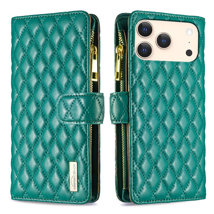 Diamond Lattice Zipper Wallet Leather Flip Phone Case, For iPhone 18 Pro/17 Pro, For iPhone 18 Pro Max/17 Pro Max, For iPhone 17, For iPhone 17 Air, For iPhone 16 Pro Max, For iPhone 16 Pro, For iPhone 16 Plus, For iPhone 16