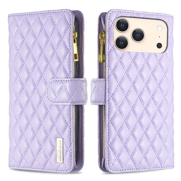 Diamond Lattice Zipper Wallet Leather Flip Phone Case, For iPhone 18 Pro/17 Pro, For iPhone 18 Pro Max/17 Pro Max, For iPhone 17, For iPhone 17 Air, For iPhone 16 Pro Max, For iPhone 16 Pro, For iPhone 16 Plus, For iPhone 16