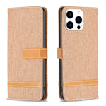 Color Block Denim Texture Leather Phone Case, For iPhone 15 Pro, For iPhone 15 Plus, For iPhone 15