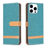 Color Block Denim Texture Leather Phone Case, For iPhone 15 Pro, For iPhone 15 Plus, For iPhone 15