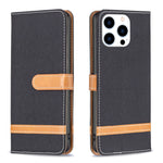 Color Block Denim Texture Leather Phone Case, For iPhone 15 Pro, For iPhone 15 Plus, For iPhone 15