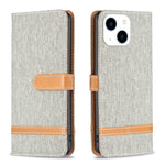 Color Block Denim Texture Leather Phone Case, For iPhone 15 Pro, For iPhone 15 Plus, For iPhone 15