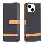 Color Block Denim Texture Leather Phone Case, For iPhone 15 Pro, For iPhone 15 Plus, For iPhone 15