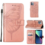 Embossed Butterfly Leather Phone Case, For iPhone 16 Pro, For iPhone 16 Plus, For iPhone 16, For iPhone 15 Pro Max, For iPhone 15 Pro, For iPhone 15 Plus