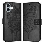 Embossed Butterfly Leather Phone Case, For iPhone 16 Pro, For iPhone 16 Plus, For iPhone 16, For iPhone 15 Pro Max, For iPhone 15 Pro, For iPhone 15 Plus