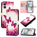 3D Painting Horizontal Flip Leather Phone Case, For iPhone 16 Pro, For iPhone 16 Plus, For iPhone 16, For iPhone 15 Pro Max, For iPhone 15 Pro, For iPhone 15 Plus