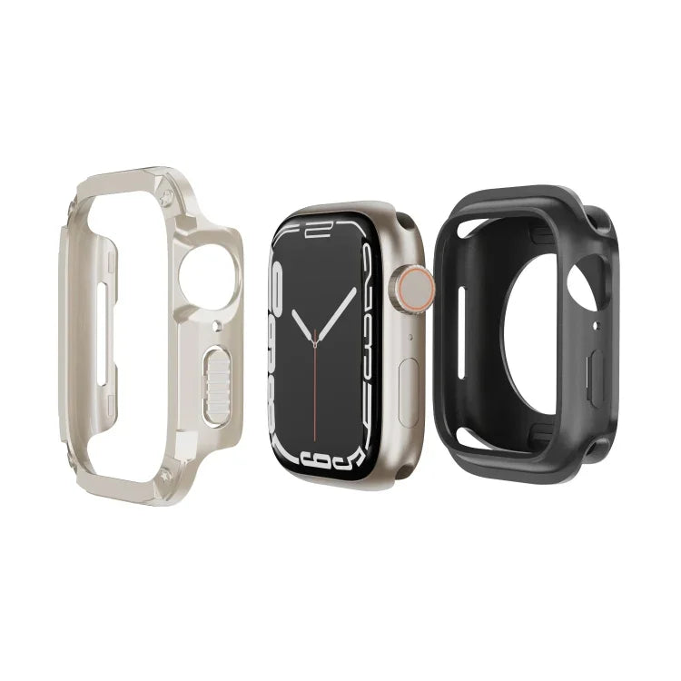 2-in-1 PC Hybrid TPU Armor Watch Case, For Apple Watch Series 6 / 5 / 4 / SE 44mm, For Apple Watch Series 6 / 5 / 4 / SE 40mm, For Apple Watch Ultra 3 / 2 / 1 49mm, For Apple Watch Series 9 / 8 / 7 45mm, For Apple Watch Series 9 / 8 / 7 41mm