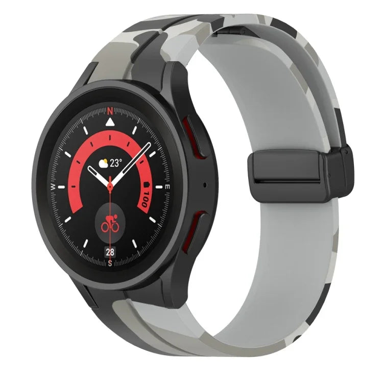 Magnetic Clasp Camouflage Silicone Watch Band, For Samsung Galaxy Watch5 / 5 Pro / Watch 4 / 4 Classic