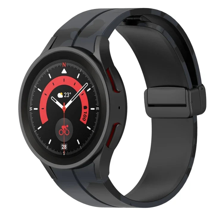 Magnetic Clasp Camouflage Silicone Watch Band, For Samsung Galaxy Watch5 / 5 Pro / Watch 4 / 4 Classic