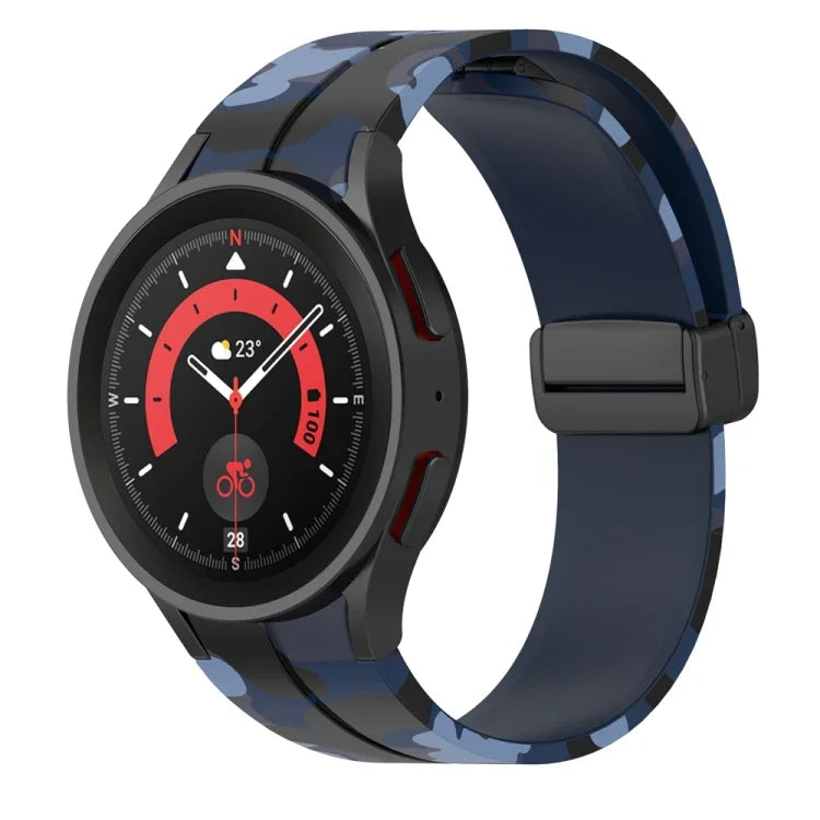 Magnetic Clasp Camouflage Silicone Watch Band, For Samsung Galaxy Watch5 / 5 Pro / Watch 4 / 4 Classic