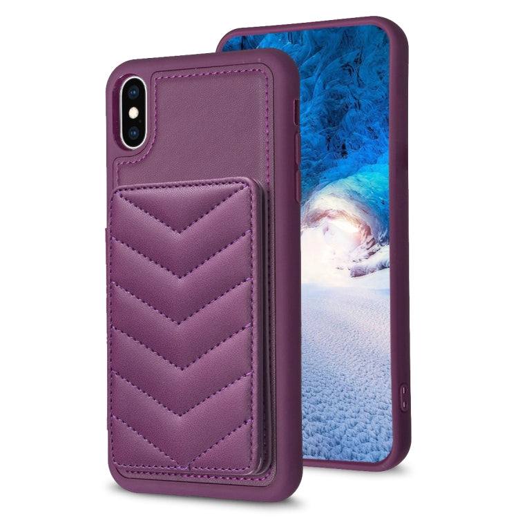 BF26 Wave Pattern Card Bag Holder Phone Case, For iPhone XS Max, For iPhone 8 Plus / 7 Plus