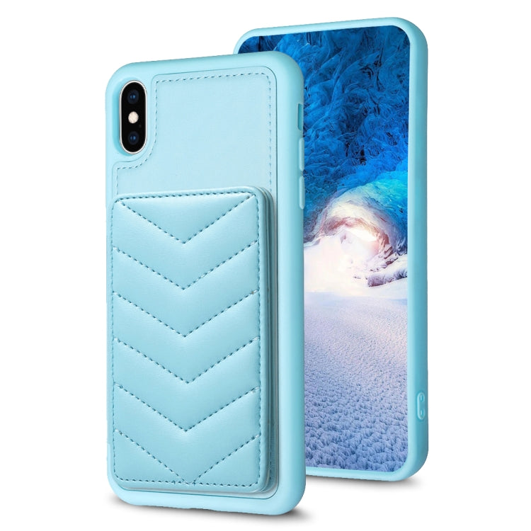 BF26 Wave Pattern Card Bag Holder Phone Case, For iPhone XS Max, For iPhone 8 Plus / 7 Plus