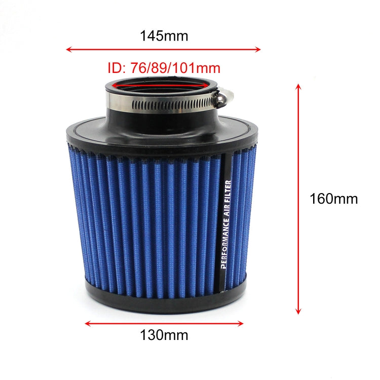 XH-UN077-079 Car High Flow Cold Cone Engine Air Intake Filter, 63mm, 76mm, 89mm, 101mm