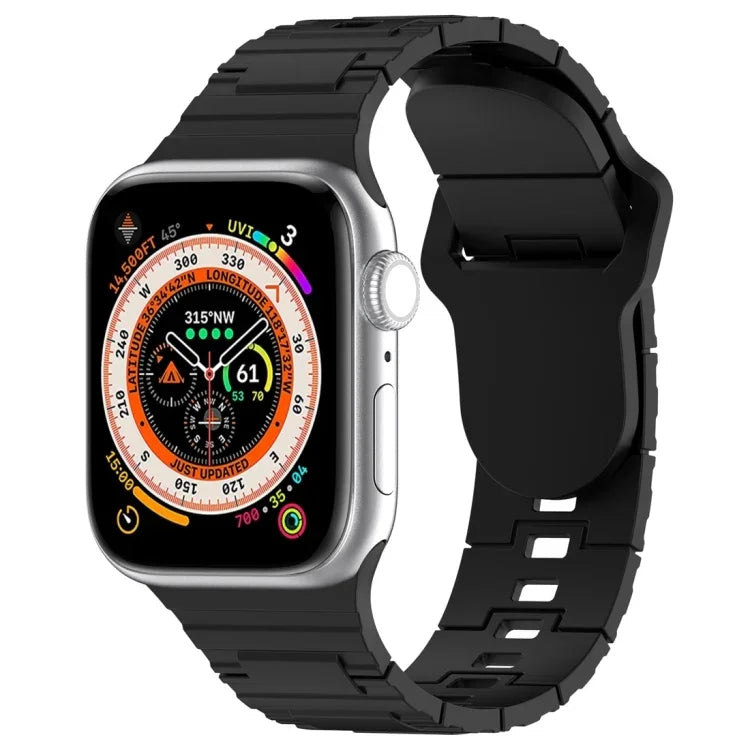 Square Buckle Armor Style Silicone Watch Band, For Apple Watch 9 45mm, For Apple Watch 9 41mm
