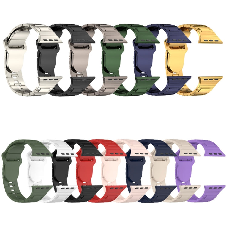 Square Buckle Armor Style Silicone Watch Band, For Apple Watch 5 44mm, For Apple Watch 5 40mm, For Apple Watch 4 44mm
