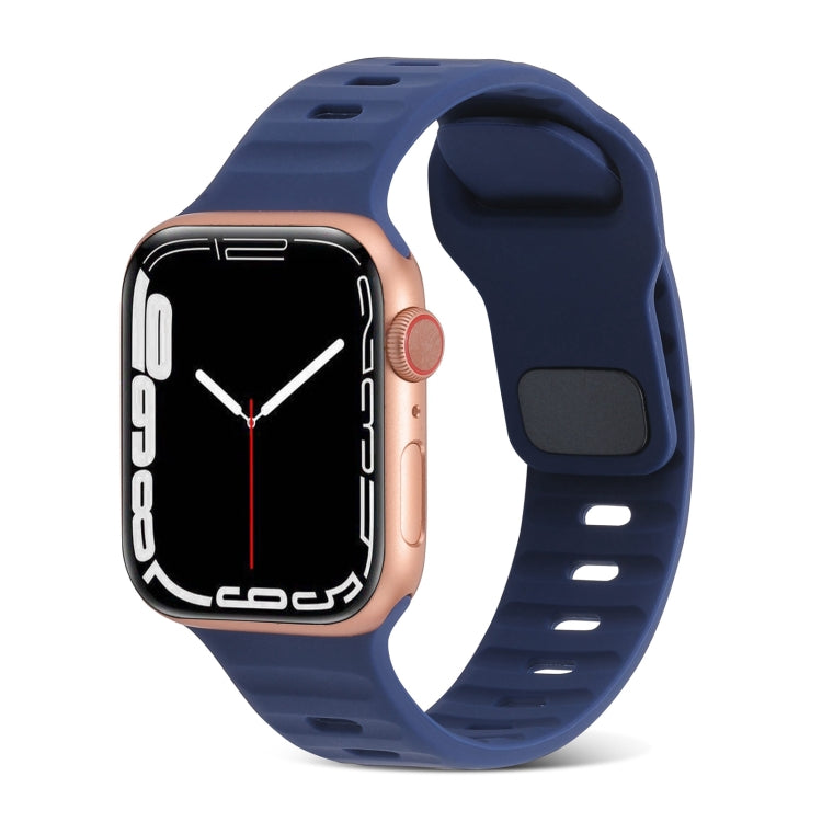 Square Buckle Stripes Silicone Watch Band, For Apple Watch Series 9 41mm, For Apple Watch Ultra 49mm